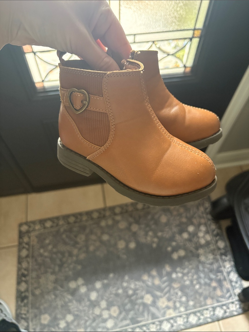 Kids carters  Tan Chelsea Boots with Heart Buckle
